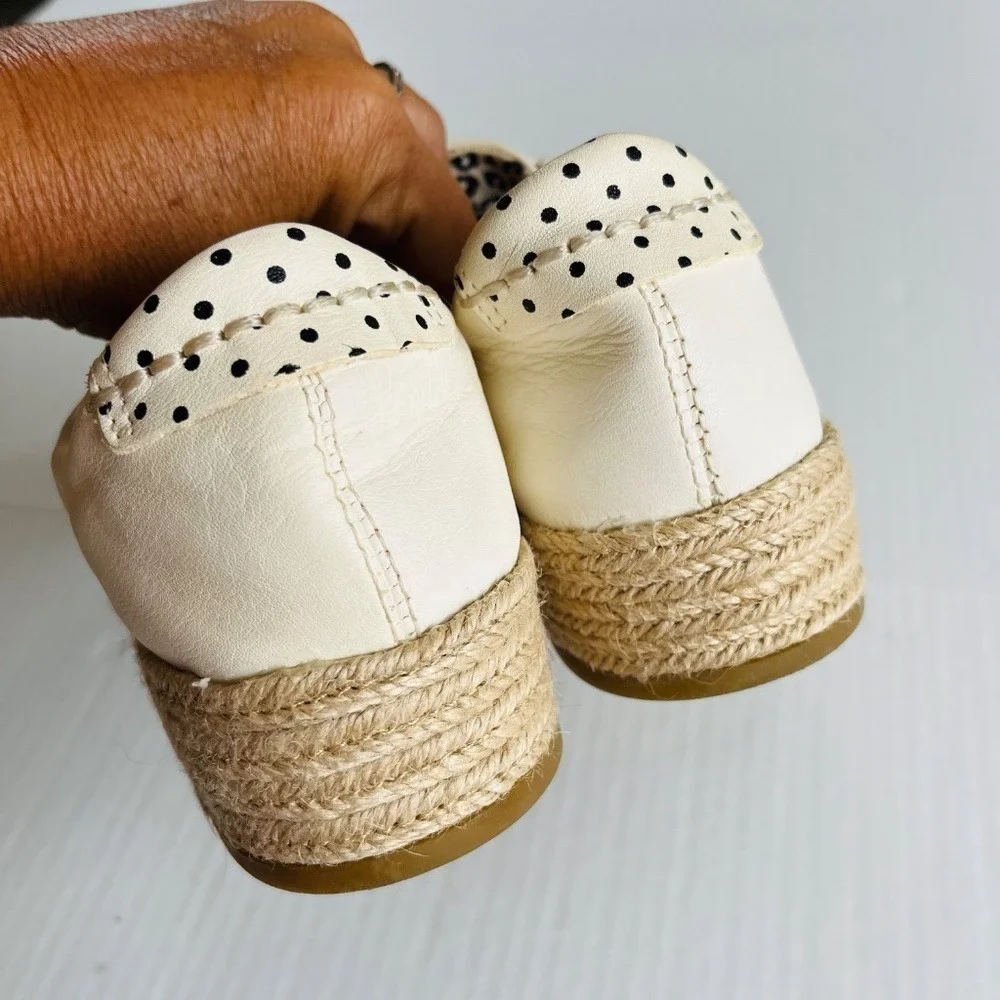 Dolce Vita Sz 6.5 White Leather Platform Espadrille Slip On Shoes Zipper Front